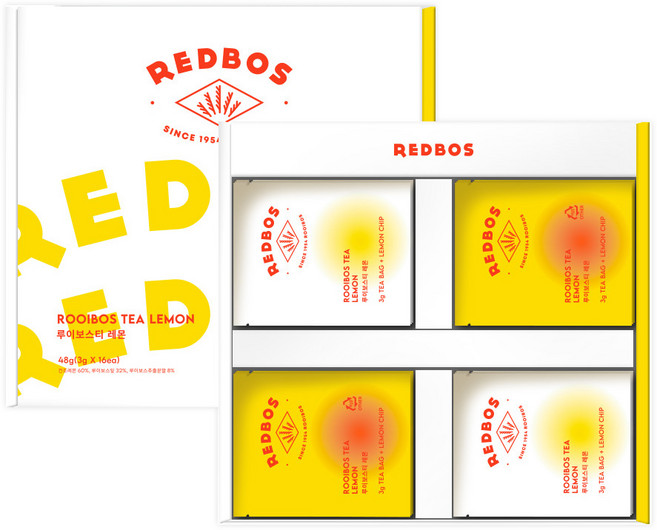 레드보스 루이보스티 레몬 선물세트 쇼핑백 포함, 48g, 1세트, 16개입