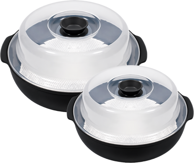 전자레인지 찜기 계란찜 국산 만능찜기, 블랙(500mL+1200ml), 1세트