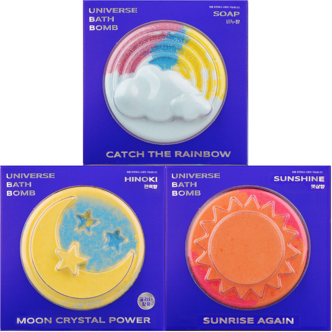 [영롱한 우주배쓰밤] 알록달록 거품 입욕제 3종(우주.ver), 1개, 180g