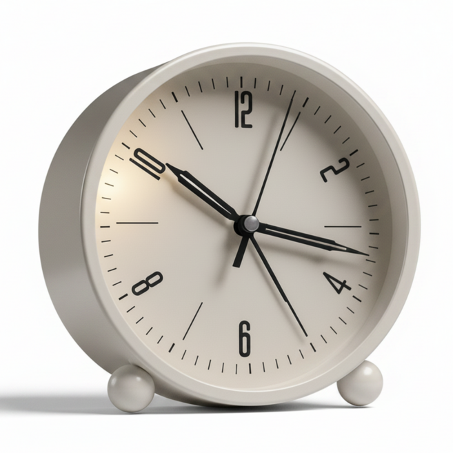 미룬토 심플한 미니 무소음 알람 탁상시계, 화이트