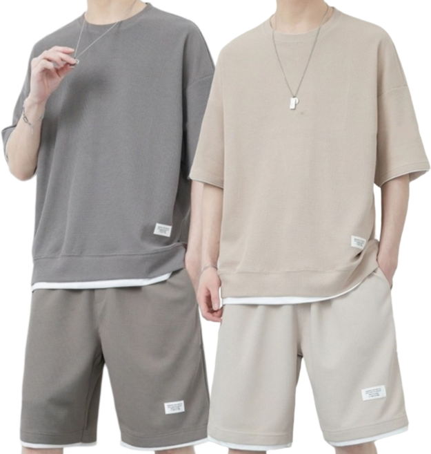 THE G&G 1+1 남여공용 캐주얼 반팔티 반바지 상하세트-G