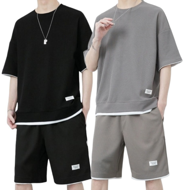 THE G&G 1+1 남여공용 캐주얼 반팔티 반바지 상하세트-G
