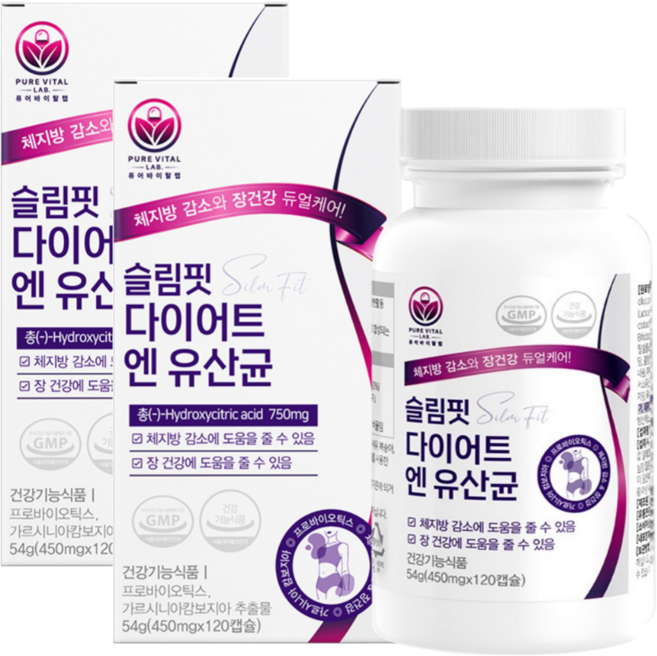 다이어트 유산균 슬림핏 식약청 인증 모유유래 17 체지방 감소 보조제 퓨어바이탈랩, 120정, 2개