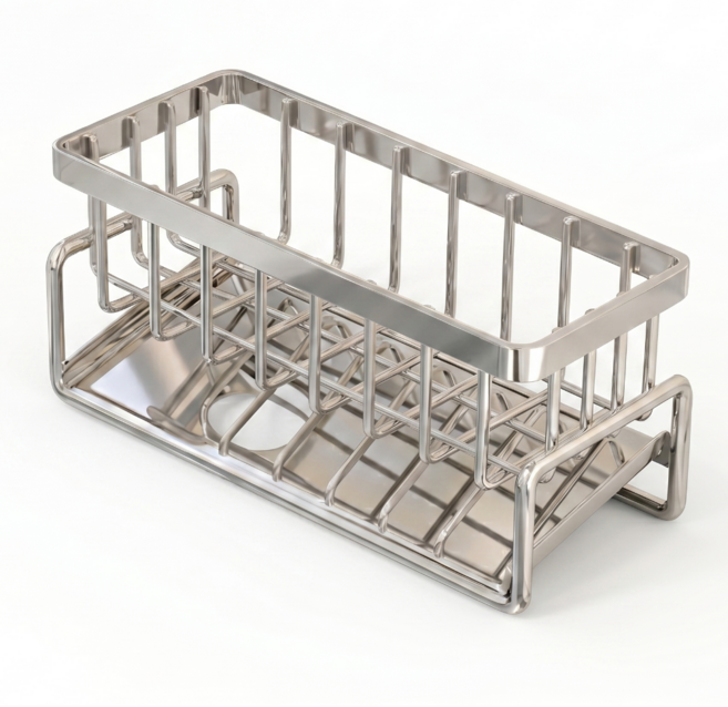 코레브 깔끔관리 공간확보 올스텐 물빠짐 싱크대 수세미 거치대, 1개, 실버