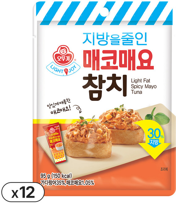 오뚜기 Light&Joy 지방을 줄인 매코매요참치 파우치 95g 12개
