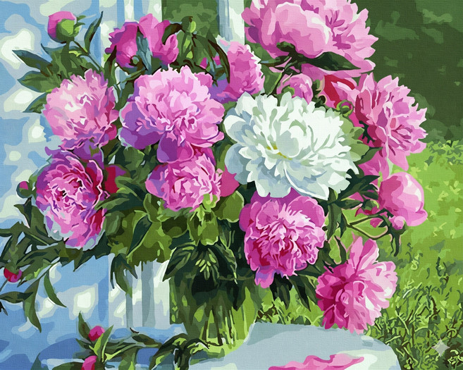 대형 명화 그리기 DIY 60X75cm 유화 캔버스 세트 거실 인테리어 그림 150종, G.정물, G027.숲속의모란, 1개, G027.숲속의모란