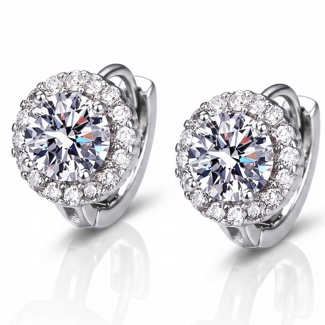 GRACIAN 모이사나이트 1캐럿 모조 다이아몬드 원터치 귀걸이 cm016