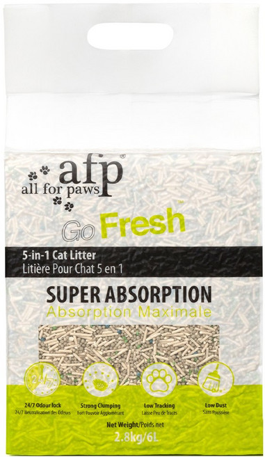 All For Paws 고양이 6in1 혼합 두부모래 2.8kg 1.5mm 가는입자 변기에 버리는 탈취 냄새 먼지없는 모래, 4개, 6L, 오리지널향