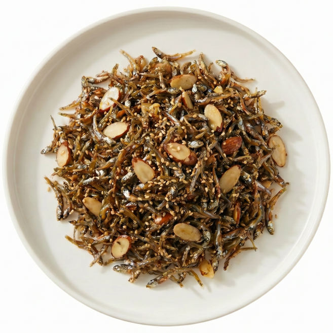 볶아 나가는 바삭 달달한 지리 멸치 아몬드 볶음, 140g, 3개