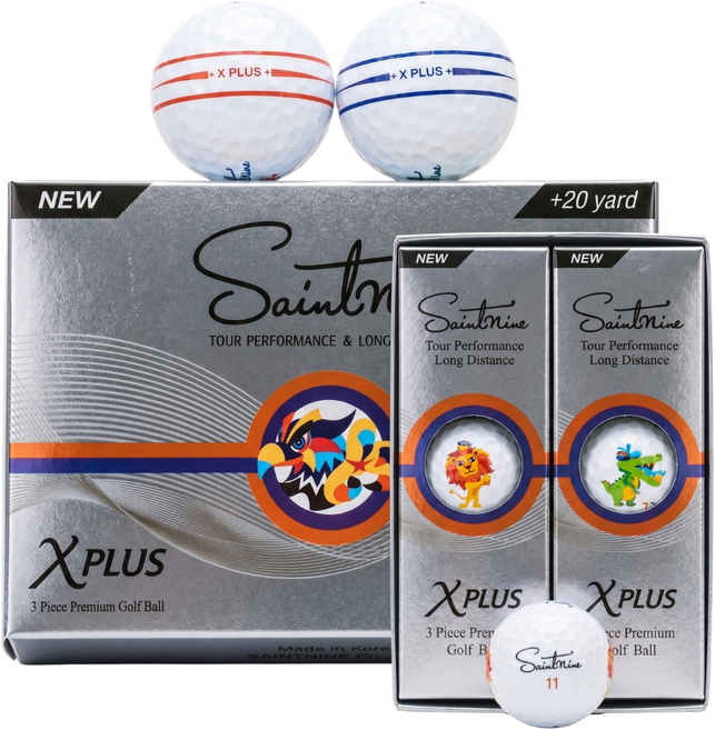 세인트나인 NEW X 플러스 2.0 비공인 고반발 3피스 6구 유광 골프공 고반발 비거리 증가, 1박스, 6개입, NEW X플러스 2.0 유광 화이트