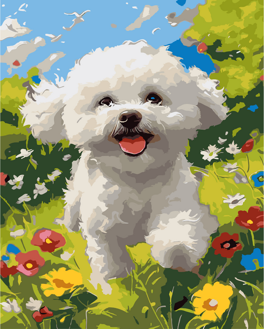 글로윅 DIY명화그리기 피포페인팅 그림그리기 유화 세트, 40*50cm, 15말티즈, 1개