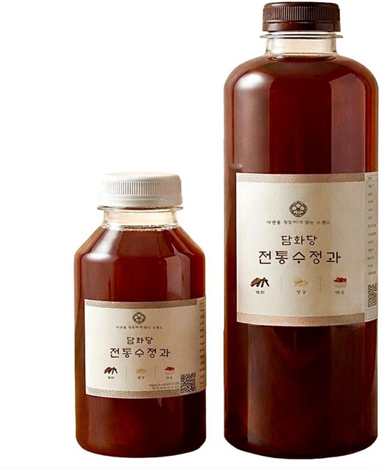 담화당 저당 무색소 무방부제 천연 계피 생강 감말랭이 수제 전통 수정과, 2개, 900ml