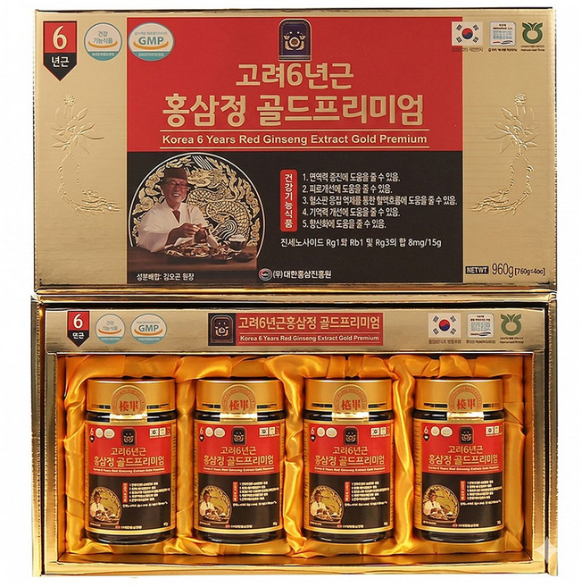 홍삼정 골드 프리미엄 고려 6년근, 240g, 4개