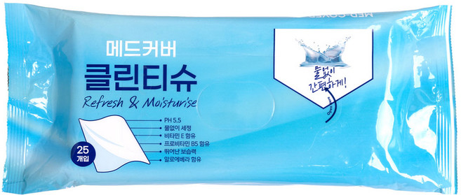 메드커버 샴푸 캡 바디 샤워티슈 물티슈 노린스 물없는 샴푸 출산 임산부 선물 입원 간병인 준비물 캠핑 야외, 클린티슈 25매, 1개