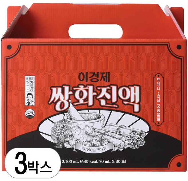 이경제원장 쌍화진액 쌍화탕 무설탕 쌍화차, 3박스, 30개입, 70ml
