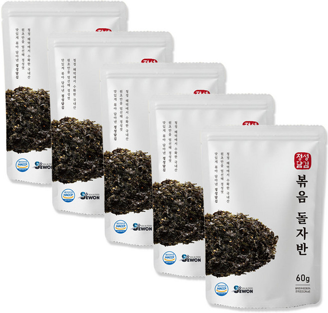 정성담김 간단한반찬 김자반 돌자반볶음, 60g, 5개