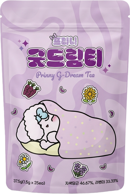 프리니 굿드림티 수면차 숙면차 불면증 라벤더 캐모마일 편안한 나이트티, 1개, 25개입, 37.5g