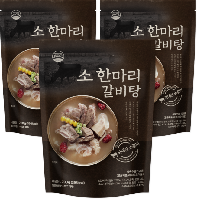 한식명장 박대용의 국내산 소 한마리 갈비탕 (실온), 3개, 700g