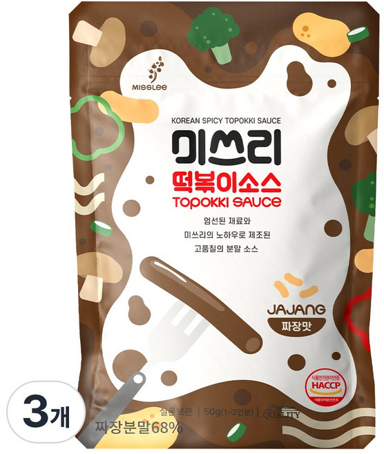 미쓰리 떡볶이소스 짜장맛, 50g, 3개
