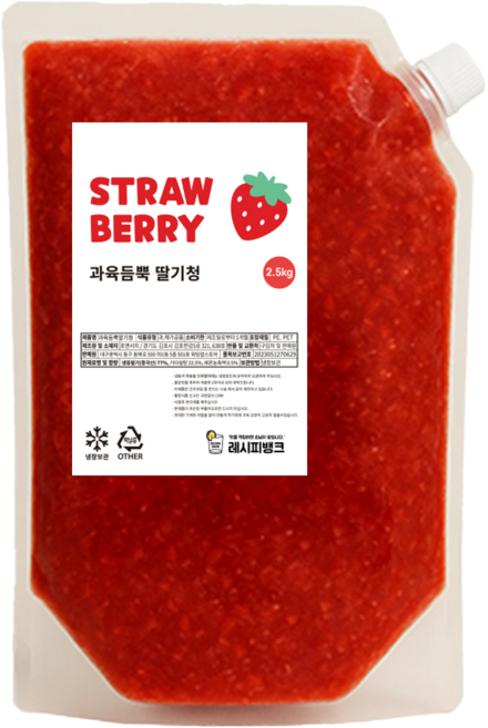 과일듬뿍 대용량 딸기청 딸기 라떼 빙수, 1개, 2.5kg