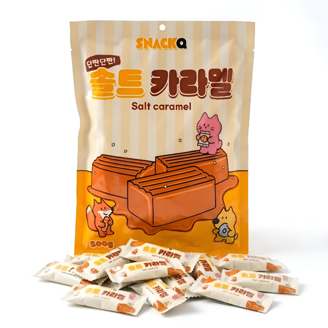 스낵큐 소금 카라멜 500g당 약 80개입, 1개, 500g