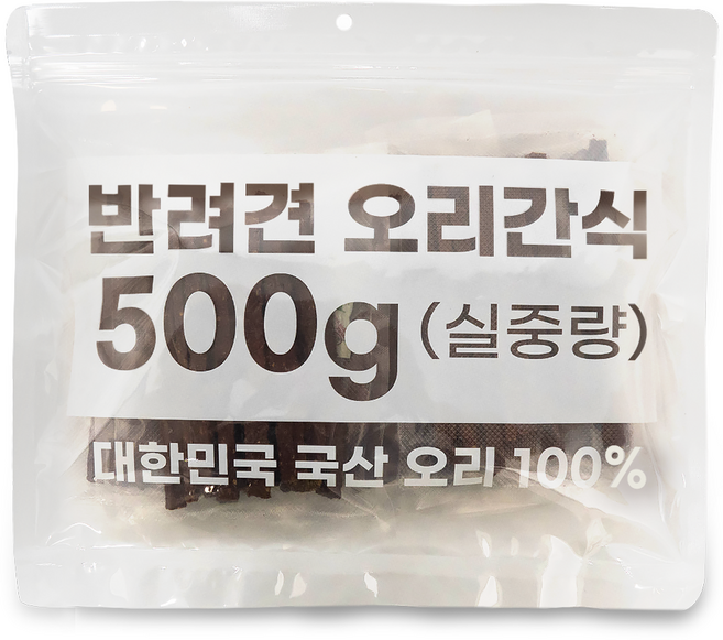 멍냥보감 국산강아지간식 대용량 국산HACCP오리100% 수제간식, 500g, 2개, 저키스틱