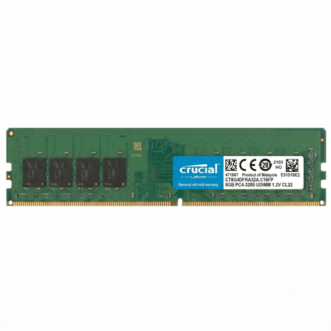 마이크론 Crucial DDR4 데스크탑 램 컴퓨터 메모리 UDIMM, 1개, 8GB 3200MHz (PC4-25600)