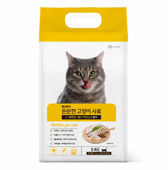 뽀시래기 든든한 고양이 사료 대용량 엘라이신 길고양이 길냥이 전연령용, 5kg, 1개