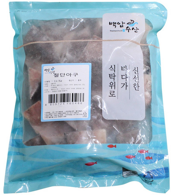 미다지 손질된 냉동 절단아구 냉동아귀, 1개, 2.4kg