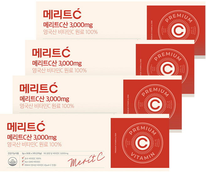 휴온스 메리트C산 3000mg 90포, 270g, 4개
