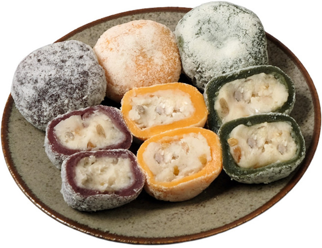 [신라병가] 삼색 두텁떡 개별포장 국내산 찹쌀 굳지않는떡 1.5kg 50gX30개 견과류 냉동 떡 맛집 아침식사대용, 50g, 30개
