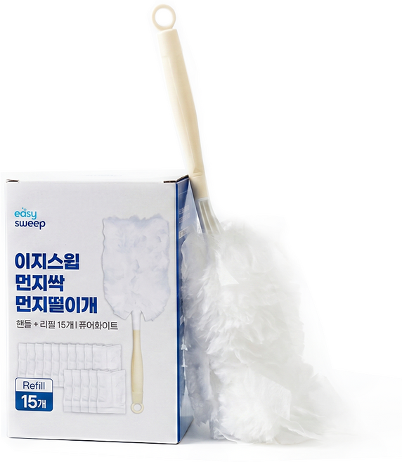 이지스윕 먼지싹 먼지털이개 핸들 + 리필 15개, 1세트, 퓨어화이트