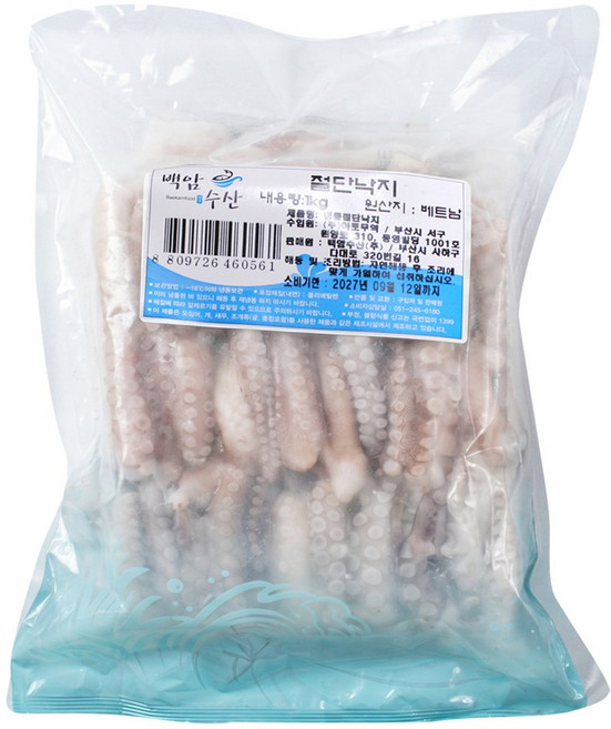 미다지 냉동 손질된 절단낙지 낚지볶음 연포탕 낙곱새, 1개, 1kg