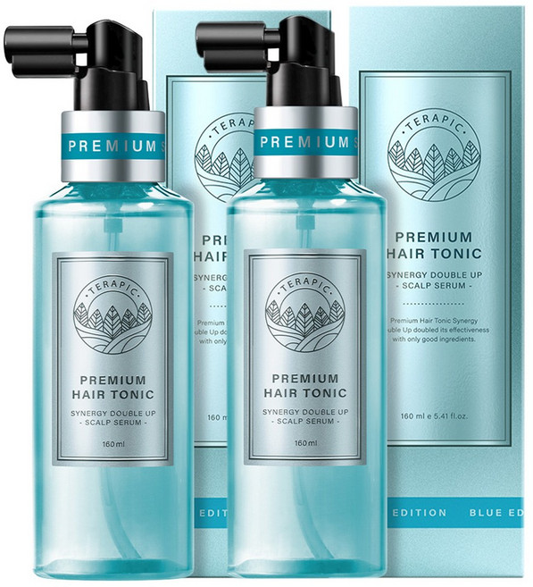 테라픽 프리미엄 헤어토닉 시너지 더블 업 블루 & 가려운 두피, 2개, 160ml