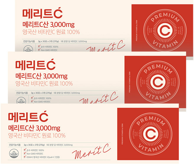 휴온스 메리트C산 3000mg 90포, 270g, 3개