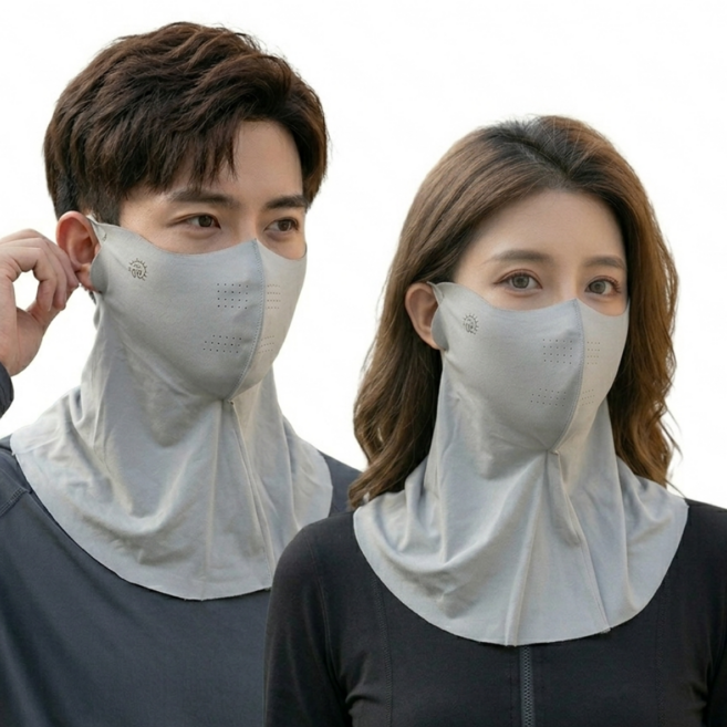 네이드 편리한 자외선차단 스포츠 쿨 목가리개 마스크, 2개, NE-004 그레이