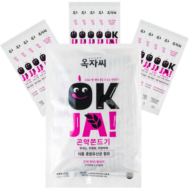 순수스토리 옥자씨 고소한 곤약 쫀드기 입터짐방지 가벼운 국내산 곡물 영양간식, 15개, 25g
