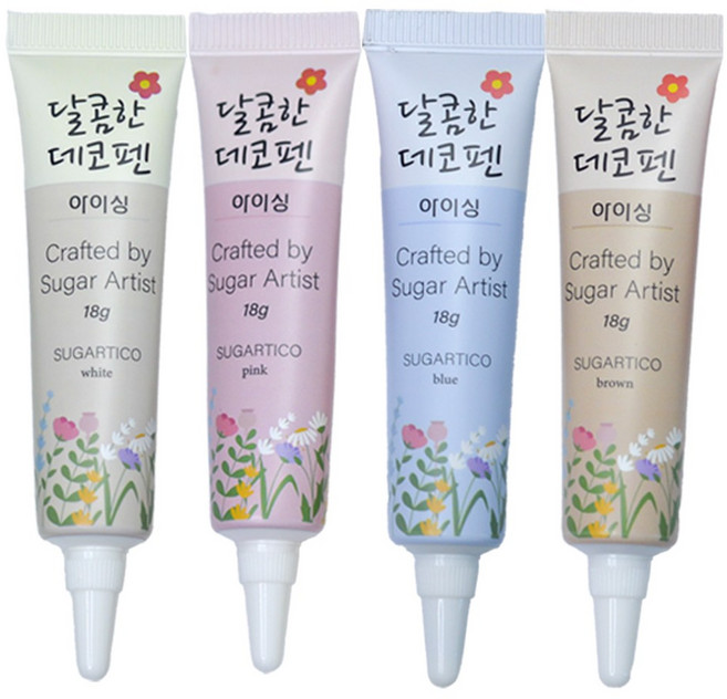 슈가티코 중탕없는 초코펜 데코펜 아이싱펜 4종 세트 18g 1세트 케이크 초콜릿 레터링, 72g