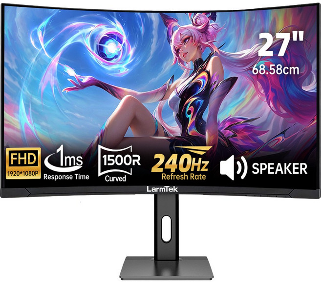 게이밍 모니터 커브드 27인치 FHD 240Hz 34인치 4K 165Hz 49인치 5K 165Hz 내장스피커 높이조절 스탠드, 70cm, 27inch 1K 240Hz