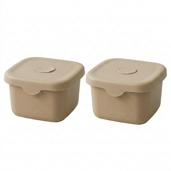 유랑살림 실리콘 냉동밥용기 전자렌지용기 300ml, 2개, 베이지