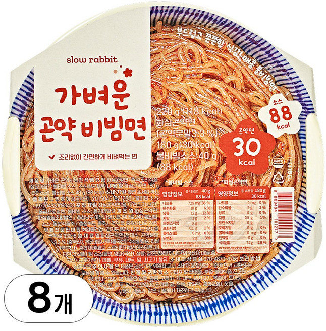 가벼운 곤약 비빔면 컵면, 8개, 220g