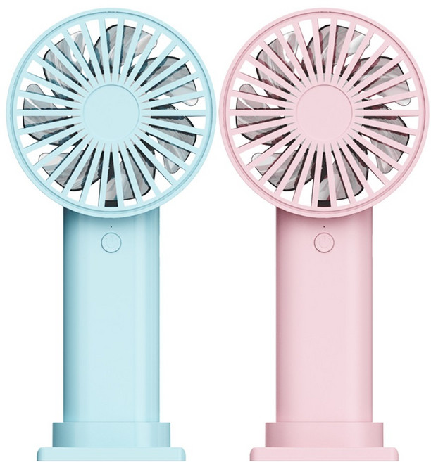 1+1 스마티 대용량 2500mAh 무선 미니 핸디 휴대용 손선풍기 C타입 충전식 탁상용, 핑크+라이트블루, PR-FAN250