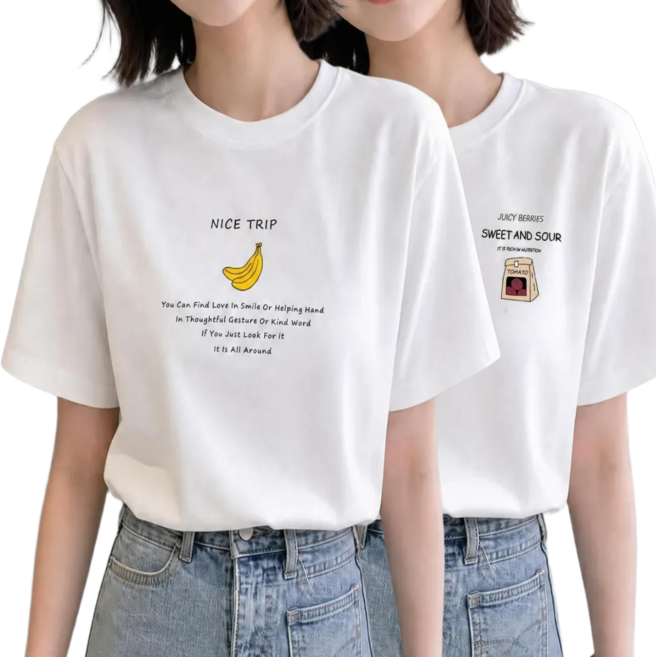 코코유니 여성반팔티 라운드 흰색 면티 여름 반팔티 2세트