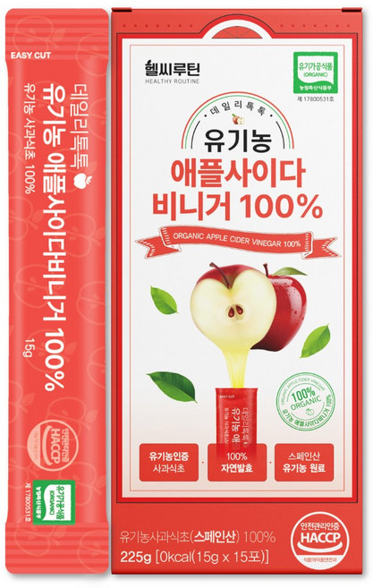 헬씨루틴 유기농 애사비 스틱 액상 애플사이다비니거, 1개, 225ml