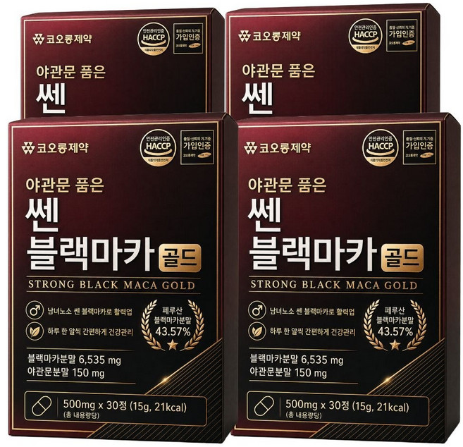 코오롱제약 초고함량 블랙마카 야관문 남성활력 맨 파워 포뮬러, 4개, 30정