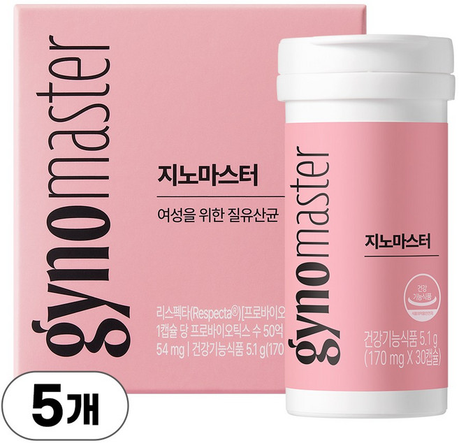 여성 질 유산균 지노마스터 섭취 15일 개선확인, 30정, 5개