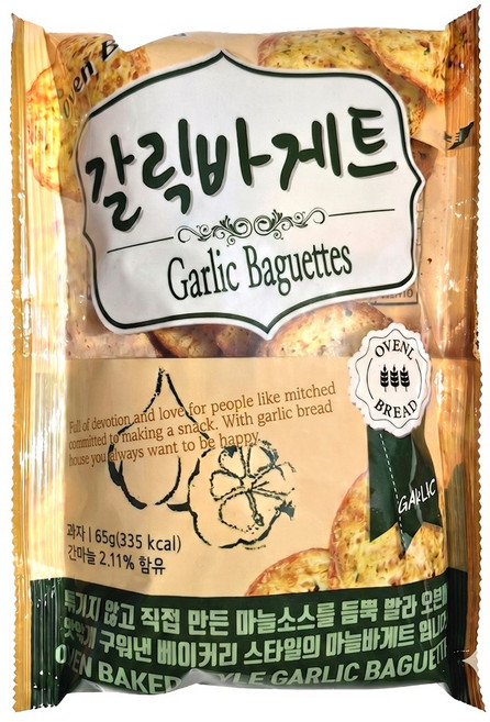 루나달당 갈릭바게트 오븐에 구운 마늘바게트 마늘빵 과자, 5개, 65g