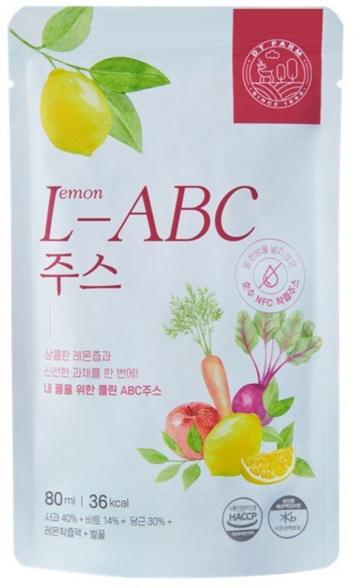 디티팜 레비씨 레몬즙 ABC주스 NFC저온착즙 사과 비트 당근 클렌즈 건강주스 실속팩, 50개, 80ml