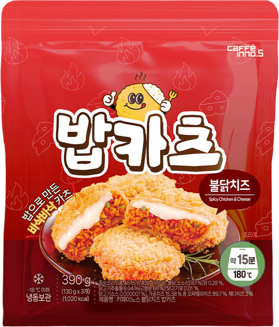 밥카츠 치즈폭탄 불닭치즈 주먹밥 카츠 (1+1+1), 1개, 390g