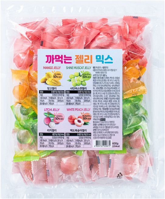 동일식품 까먹는 젤리 혼합 4가지맛 망고 리치 샤인머스켓 백도복숭아, 1개, 600g